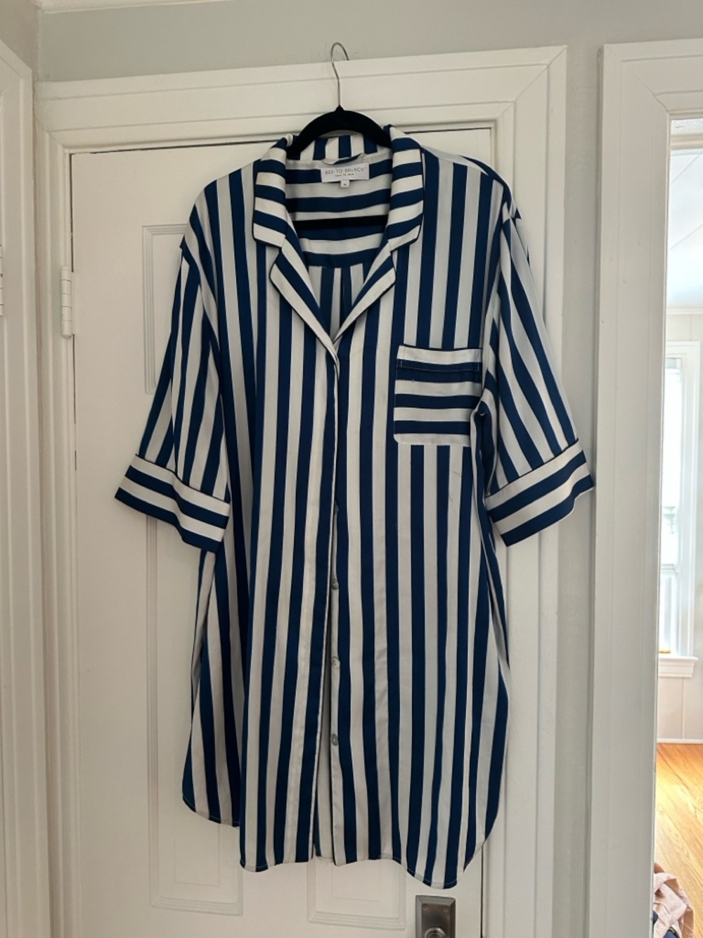 Striped Blue and White Midi Shirt Dress